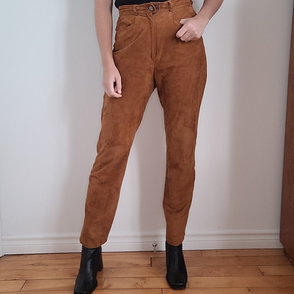 JODHPUR GALERIES LAFAYETTE VINTAGE BROWN SUEDE LEATHER PANTS